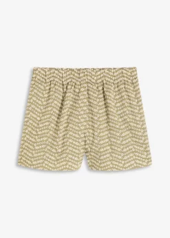 bonprix bonprix Shorts|Pantalones>Pantalón corto con bordado calado Verde oliva-beige de flores
