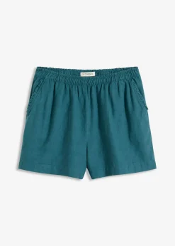 bonprix bonprix Shorts|Pantalones>Pantalón corto con contenido de lino verde pimiento