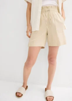 bonprix bonprix Shorts|Pantalones>Pantalón corto con lino Arena claro