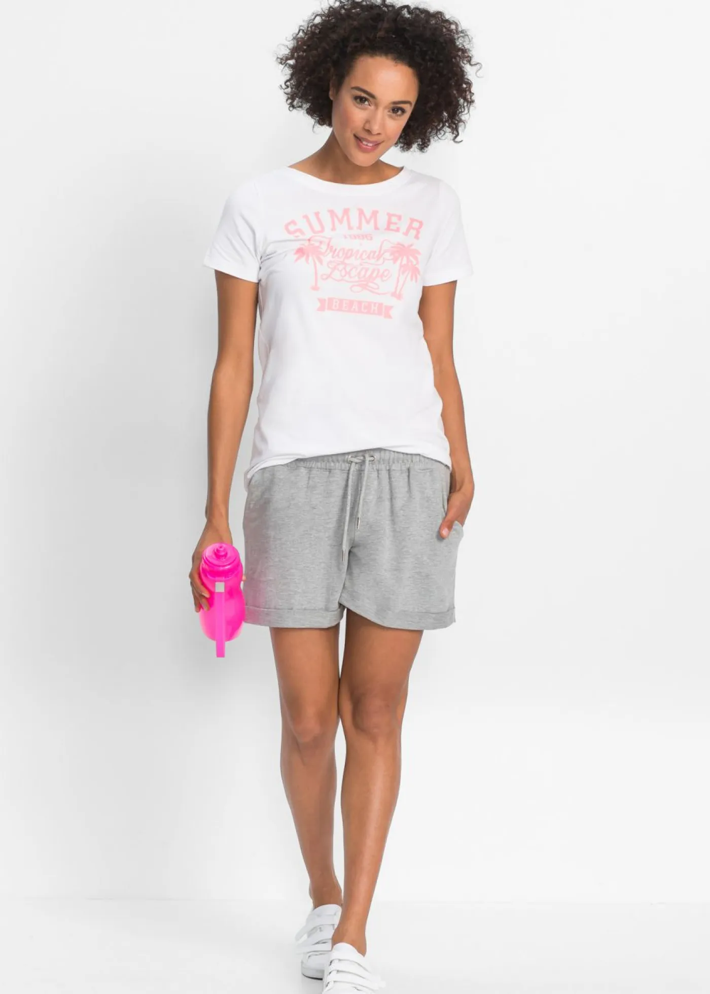 bonprix bonprix Shorts|Básicos>Pantalón corto de chándal Gris claro moteado