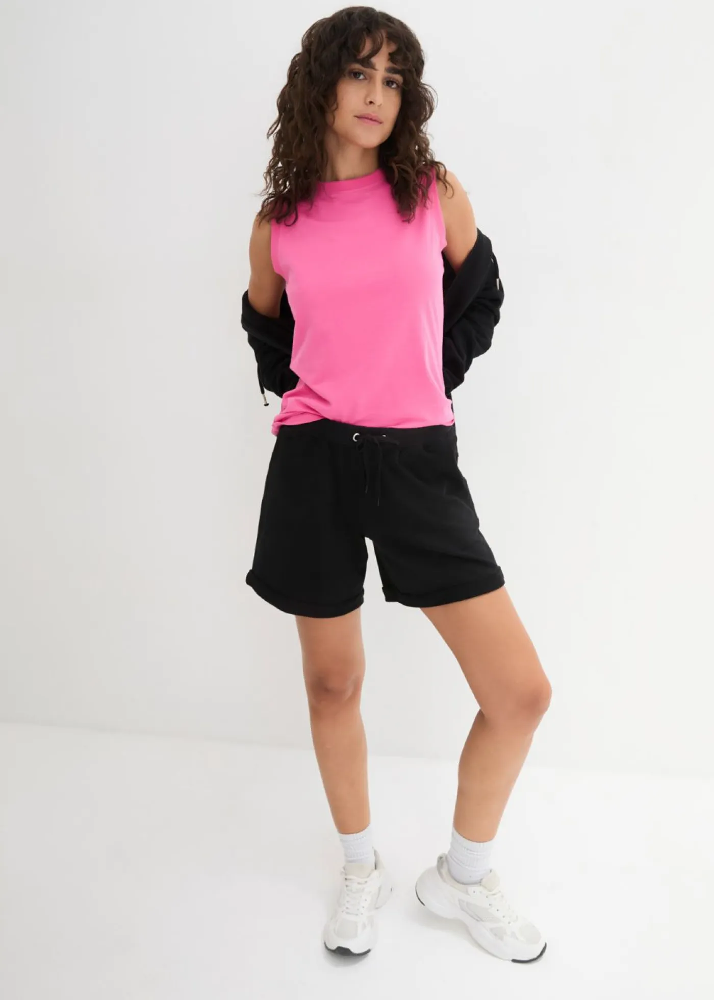 bonprix bonprix Shorts|Básicos>Pantalón corto de chándal de algodón puro Negro