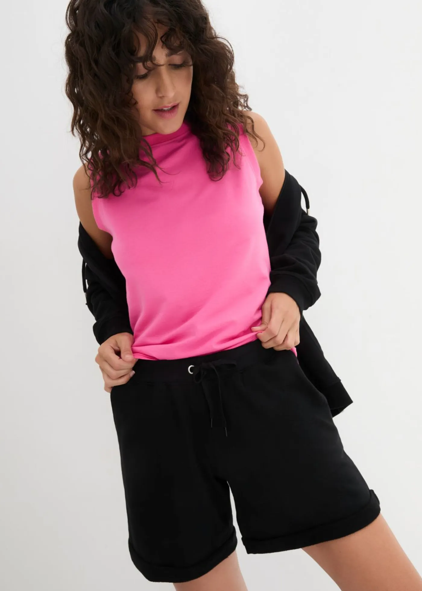 bonprix bonprix Shorts|Básicos>Pantalón corto de chándal de algodón puro Negro