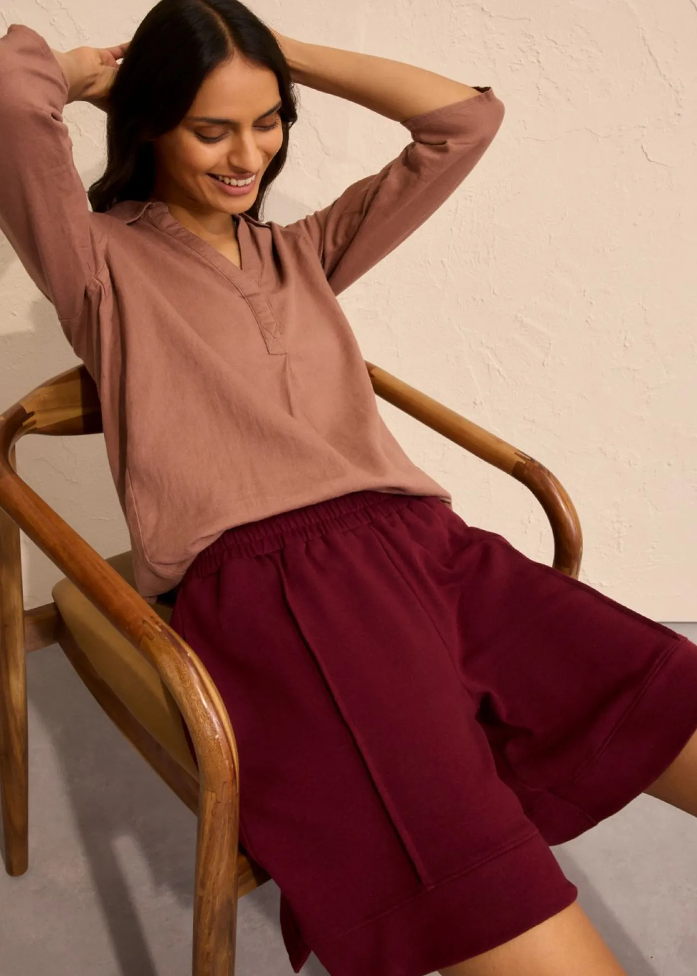 bonprix bonprix Shorts|Ropa Cómoda>Pantalón corto de chándal de mezcla de algodón rojo avellana