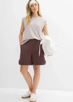 Mujer bonprix bonprix Pantalón corto de chándal de mezcla de algodón con corte ancho