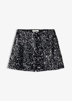 bonprix bonprix Shorts|Pantalones>Pantalón corto de lentejuelas Negro-plata