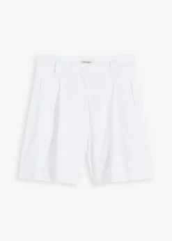 bonprix bonprix Shorts|Pantalones>Pantalón corto de mezcla de lino ligero Blanco
