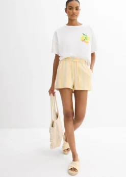 Mujer bonprix bonprix Pantalón corto de mezcla de lino vaporoso