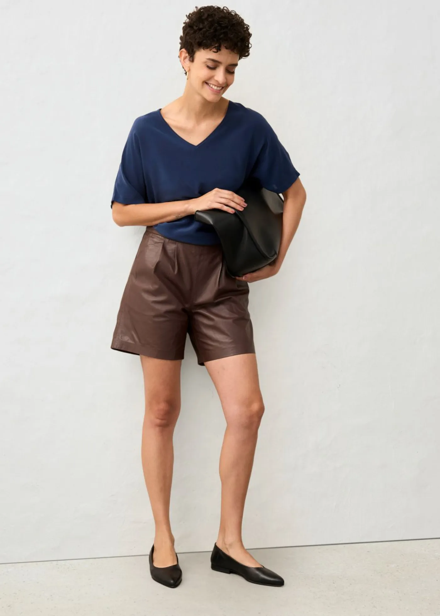 Mujer bonprix bonprix Pantalón corto de napa de cordero