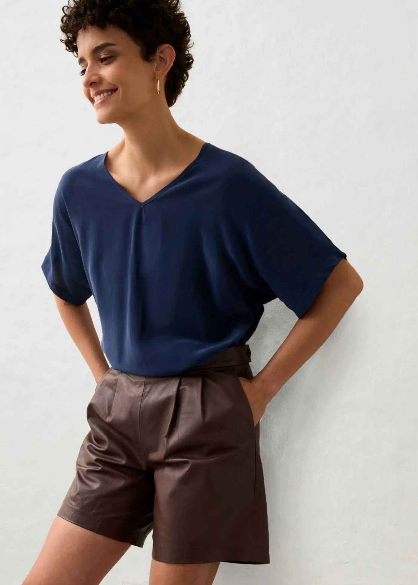 Mujer bonprix bonprix Pantalón corto de napa de cordero