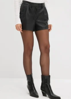 bonprix bonprix Shorts|Pantalones>Pantalón corto de piel sintética Negro