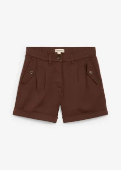 bonprix bonprix Shorts|Pantalones>Pantalón corto de sarga con talle alto Marrón tierra
