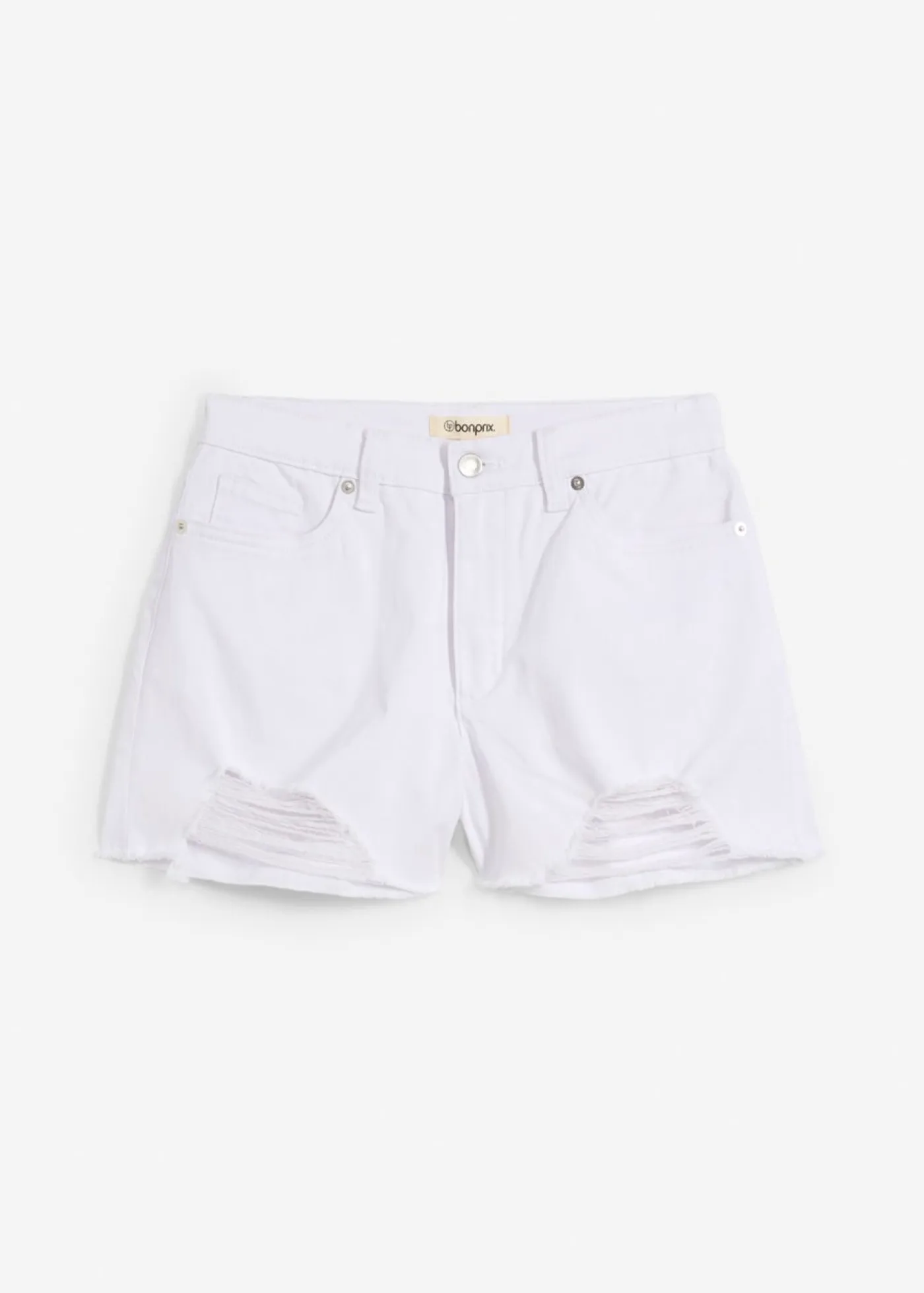 bonprix bonprix Shorts|Pantalones>Pantalón corto de sarga con talle alto Blanco