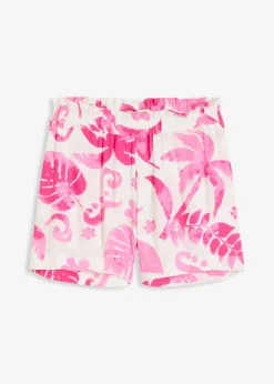 bonprix bonprix Shorts|Pantalones>Pantalón corto de viscosa estructurada Blanco-fucsia de flores
