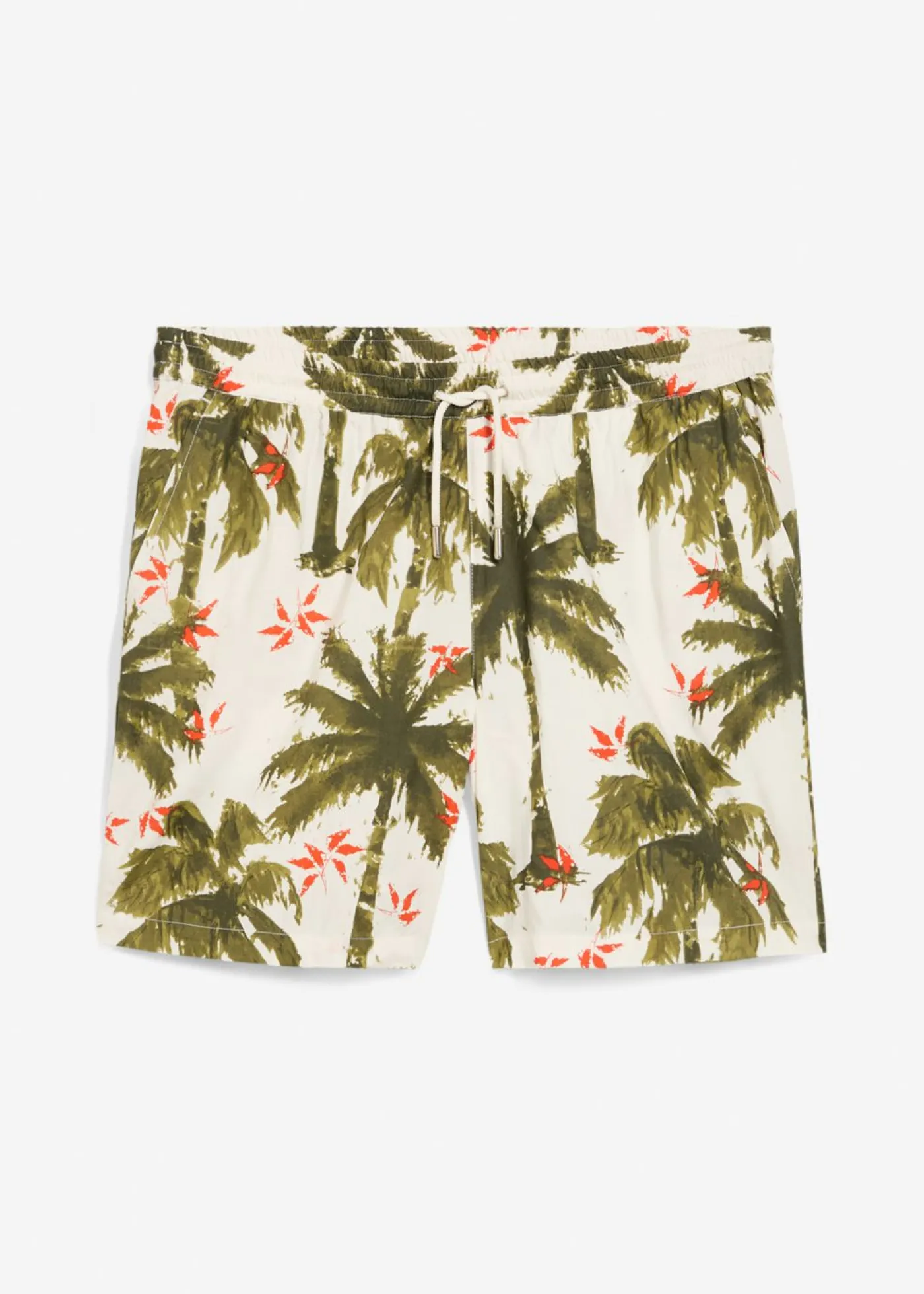 bonprix bonprix Ropa De Playa|Shorts>Pantalón corto sin cierre de viscosa con corte holgado blanco lana-verde oliva-verde oliva oscuro-verde oliva dorado-naranja