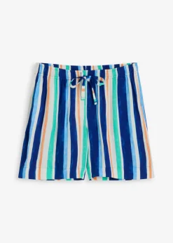bonprix bonprix Shorts|Pantalones>Pantalón corto sin cierre de viscosa fina azul ártico-azul claro-blanco con rayas
