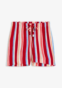 bonprix bonprix Shorts|Pantalones>Pantalón corto sin cierre de viscosa fina rojo amapola-salmón claro-blanco con rayas