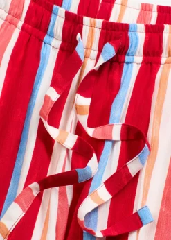 bonprix bonprix Shorts|Pantalones>Pantalón corto sin cierre de viscosa fina rojo amapola-salmón claro-blanco con rayas