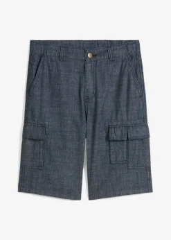 bonprix bonprix Ropa 9 A 16 Años·Jeans|Ropa 9 A 16 Años·Shorts>Pantalón corto tipo cargo de chambray con corte regular Azul marino