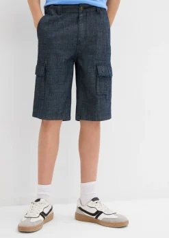 bonprix bonprix Ropa 9 A 16 Años·Jeans|Ropa 9 A 16 Años·Shorts>Pantalón corto tipo cargo de chambray con corte regular Azul marino