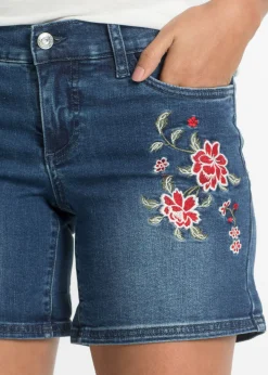Mujer bonprix bonprix Pantalón corto vaquero con bordado