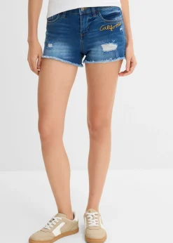 Mujer bonprix bonprix Pantalón corto vaquero con bordado
