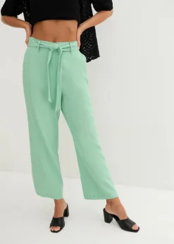 bonprix bonprix Pantalones>Pantalón culotte de mezcla de lino vaporosa Hierbabuena
