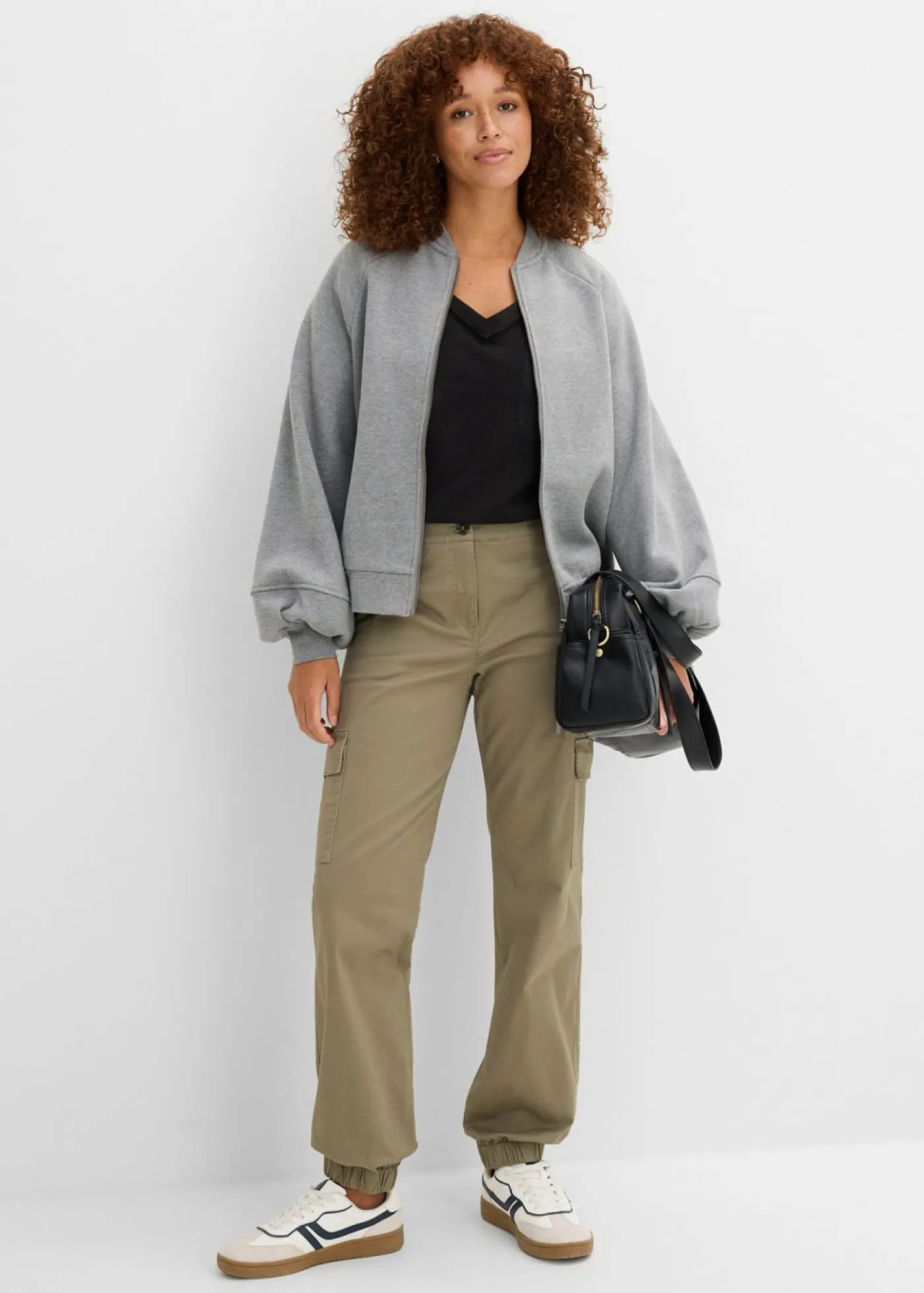 Mujer bonprix bonprix Pantalón de algodón elástico con estilo cargo