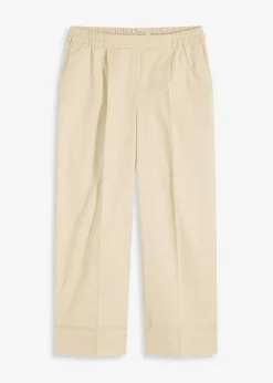 bonprix bonprix Pantalones>Pantalón de algodón elástico con pinzas Arena claro