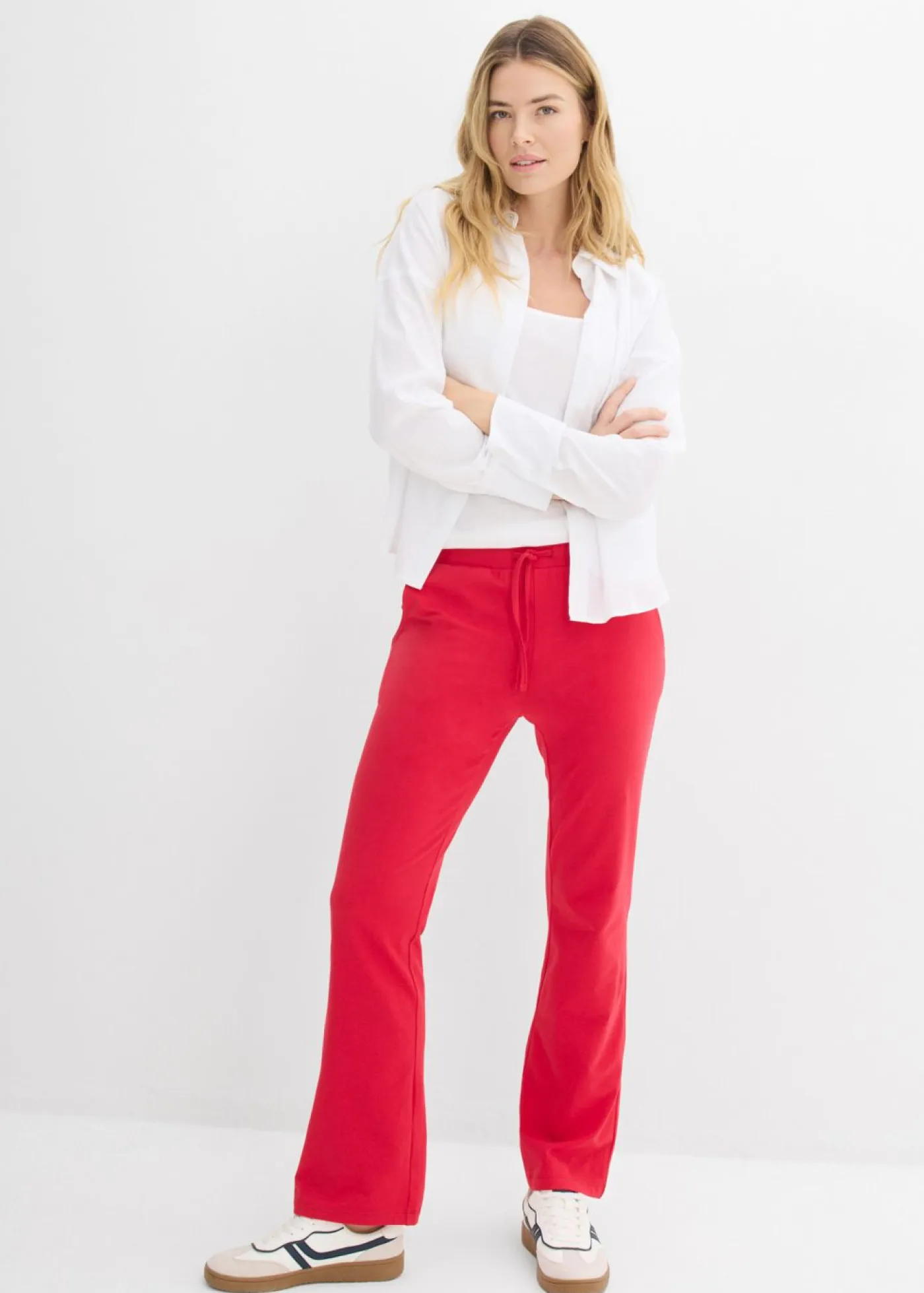 bonprix bonprix Básicos|Pantalones>Pantalón de algodón orgánico puro con elástico Rojo