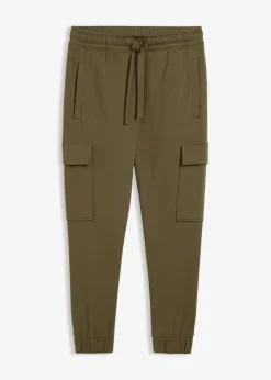 bonprix bonprix Ropa Deportiva|Pantalones>Pantalón de chándal con bolsillos tipo cargo y corte holgado Verde oliva oscuro