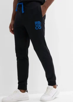 bonprix bonprix Ropa Deportiva|Pantalones>Pantalón de chándal con detalles en contraste negro / azul cielo