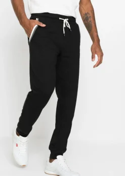 bonprix bonprix Básicos En Rebajas|Ropa Deportiva>Pantalón de chándal de algodón puro con detalles en contraste Negro