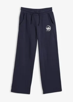 bonprix bonprix Ropa Deportiva|Ropa Cómoda>Pantalón de chándal de algodón puro Azul marino-blanco