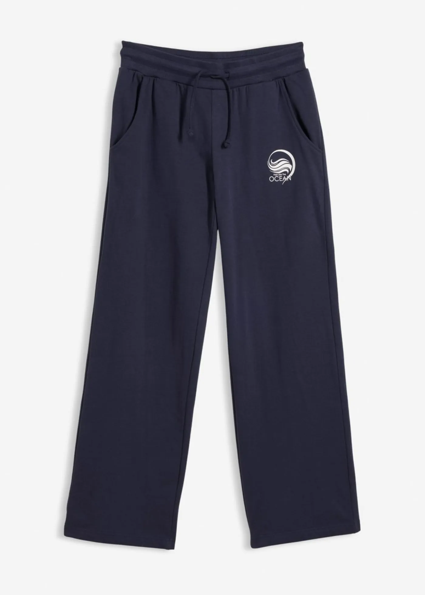 bonprix bonprix Ropa Deportiva|Ropa Cómoda>Pantalón de chándal de algodón puro Azul marino-blanco