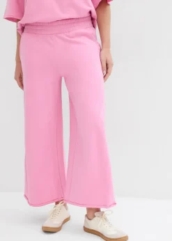 bonprix bonprix Ropa Cómoda|Pantalones>Pantalón de chándal de algodón orgánico con largo capri rosa orquídea