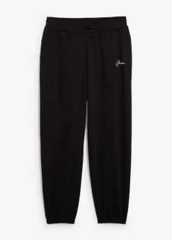 bonprix bonprix Ropa Deportiva|Pantalones>Pantalón de chándal de algodón puro con corte holgado Negro