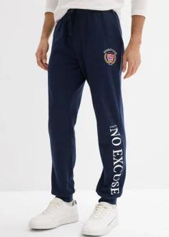 bonprix bonprix Pantalones|Chándals>Pantalón de chándal de algodón puro Azul marino