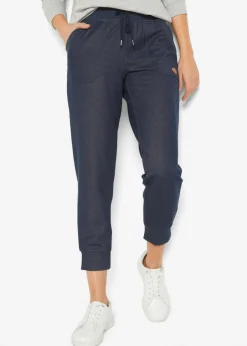 Mujer bonprix bonprix Pantalón de chándal de aspecto vaquero de 7/8