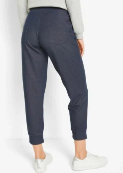 Mujer bonprix bonprix Pantalón de chándal de aspecto vaquero de 7/8