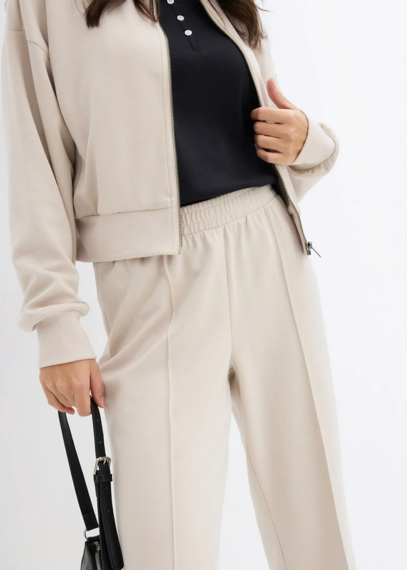 bonprix bonprix Ropa Cómoda|Pantalones>Pantalón de chándal de mezcla de viscosa suave gris piedra