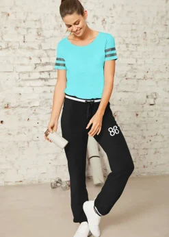 Mujer bonprix bonprix Pantalón de chándal de mezcla de algodón elástico