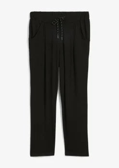 bonprix bonprix Pantalones>Pantalón de chándal de viscosa sostenible con largo 7/8 Negro