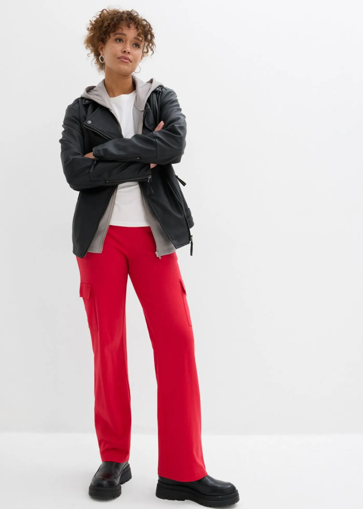 bonprix bonprix Ropa Deportiva|Ropa Cómoda>Pantalón de chándal en mezcla de algodón elástico Rojo