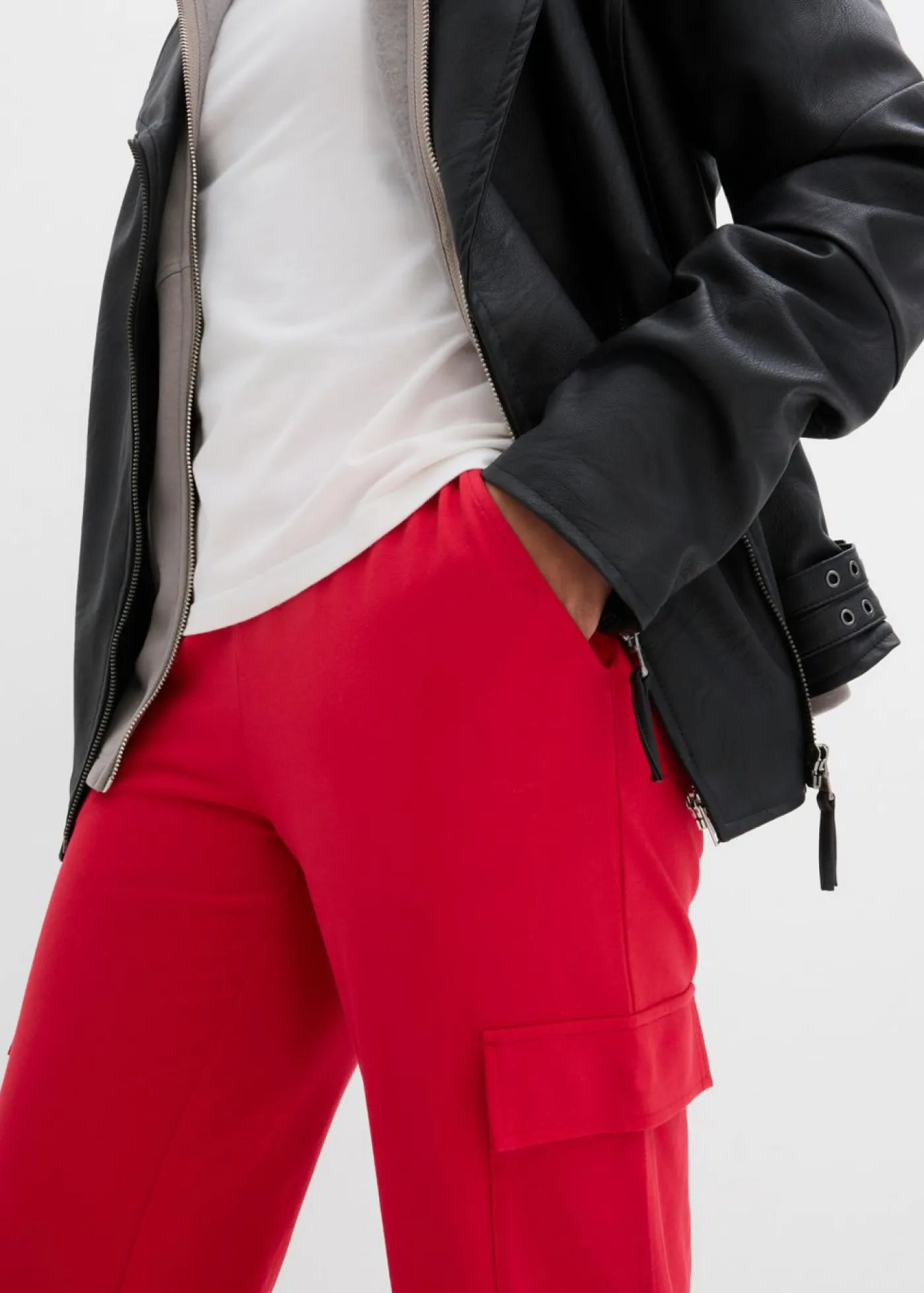 bonprix bonprix Ropa Deportiva|Ropa Cómoda>Pantalón de chándal en mezcla de algodón elástico Rojo