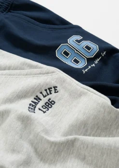 bonprix bonprix Ropa 2 A 9 Años·Vaqueros Y Pantalones|Ropa 2 A 9 Años·Multipack>Pantalón de chándal en suave mezcla de algodón (2 unidades) Azul marino+gris claro jaspeado