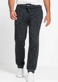 bonprix bonprix Ropa Deportiva|Pantalones>Pantalón de chándal jaspeado con cintura de canalé Negro jaspeado