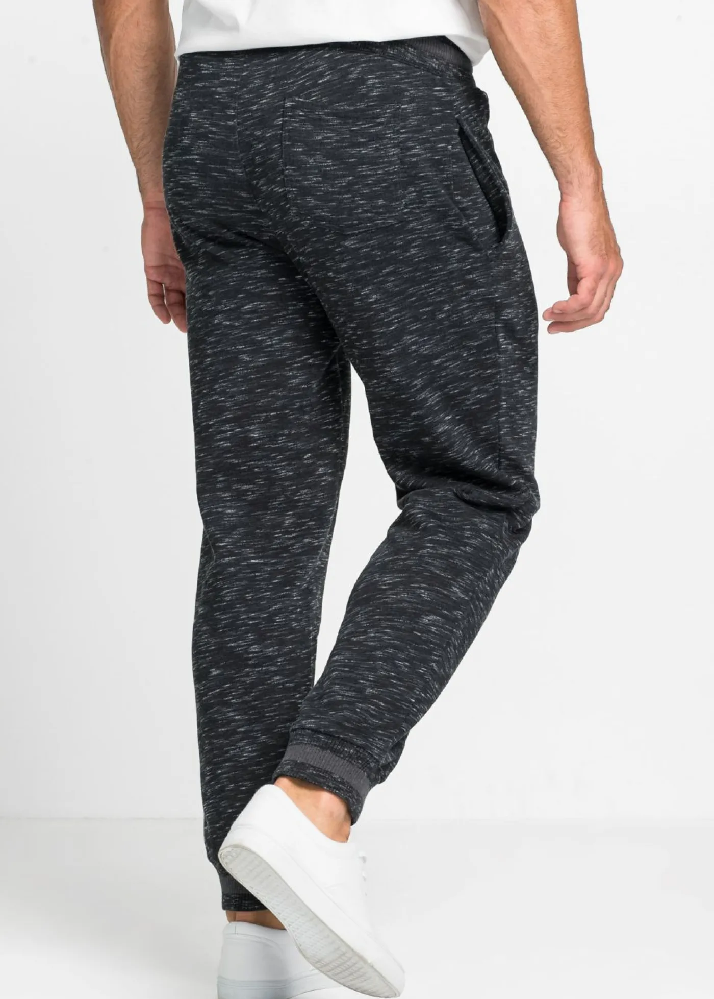 bonprix bonprix Ropa Deportiva|Pantalones>Pantalón de chándal jaspeado con cintura de canalé Negro jaspeado