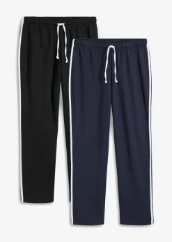 Hombre bonprix bonprix Pantalón de chándal loose fit con detalles en contraste (2 unidades)