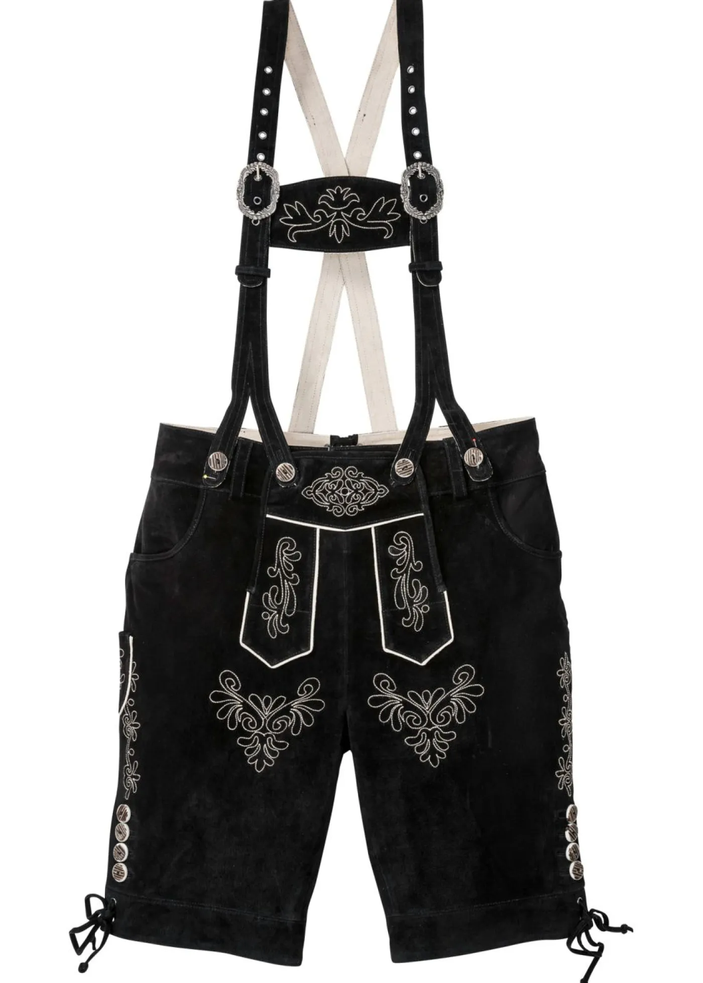 bonprix bonprix Shorts|Pantalones>Pantalón de cuero folclórico, corto Negro