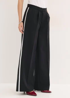 bonprix bonprix Pantalones|Tallas Pequeñas>Pantalón de estilo palazzo Negro-blanco